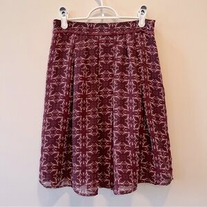 Romy Vintage Pattern Knee-Length Pleated Skirt